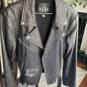 Veda Leather Jacket stylish, warm and comfy!